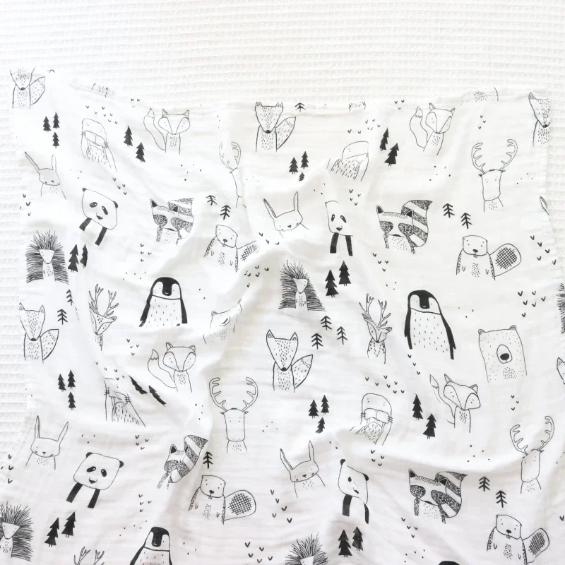 부드러운 대나무 코튼  담요, 모슬린 배넷저고리 랩, 남아 여아 수유, 트림 천..