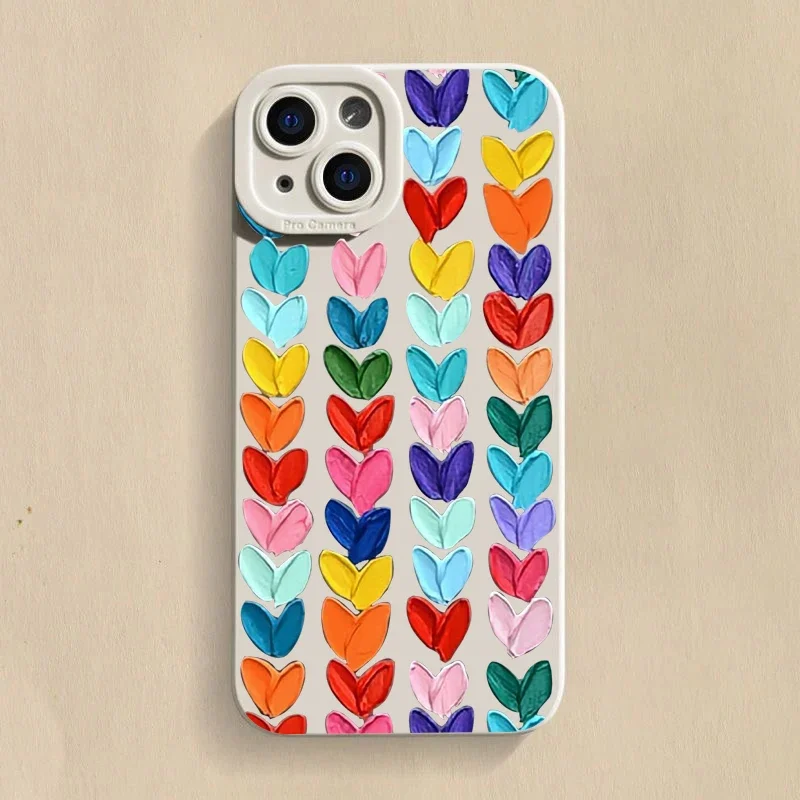 thumbnail image 1 of Funda para teléfono con pintura al óleo y corazón de amor rosa para iPhone 16, fundas para iPhone 14, 15 Pro Max, 11, 12, 13 Mini, XS, XR, X, 7, 8 Plus, SE2, carcasa trasera, 1 of 5