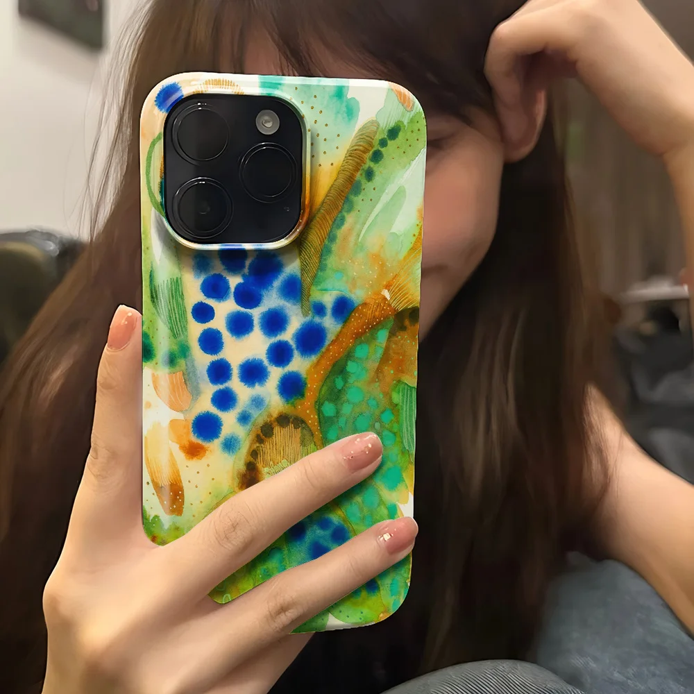 Glossy Watercolor Dot Art Phone Case - Hard Protective Cover
