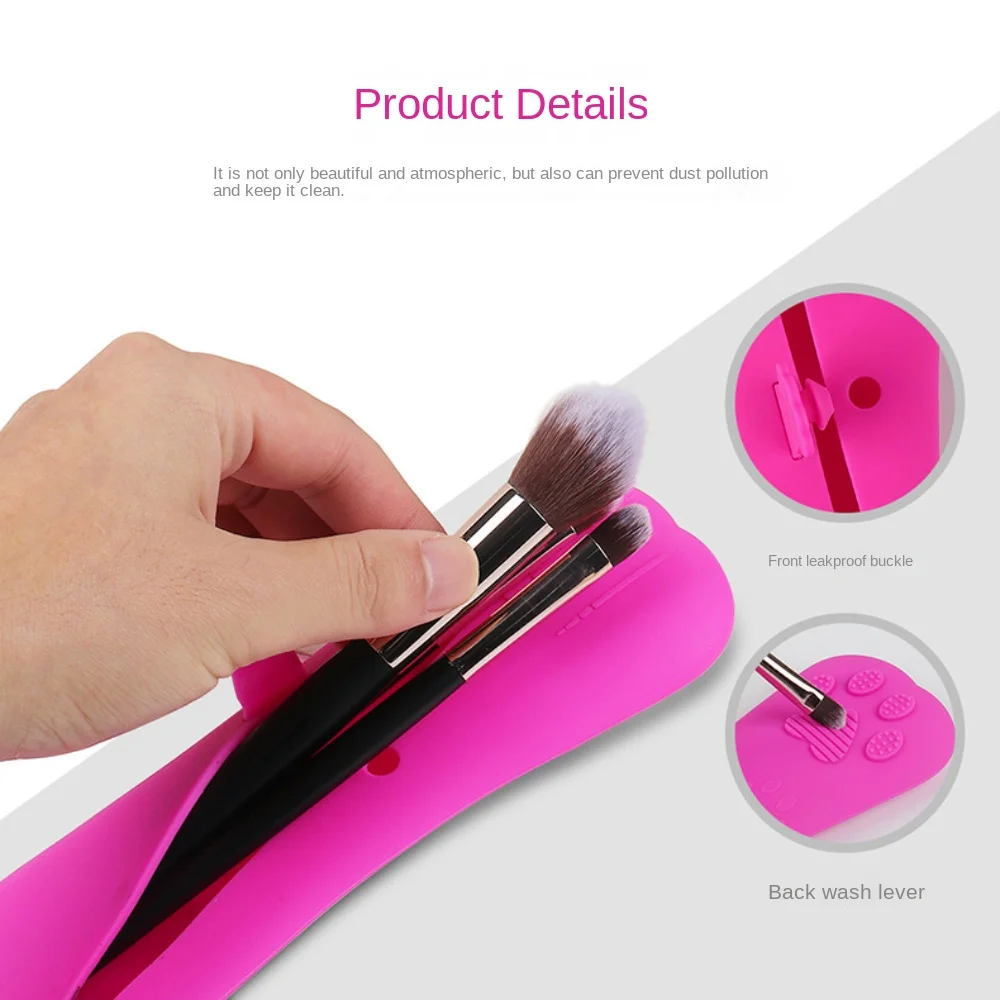 Magnetic Buckle Silicone Makeup Brush Travel Case Waterproof