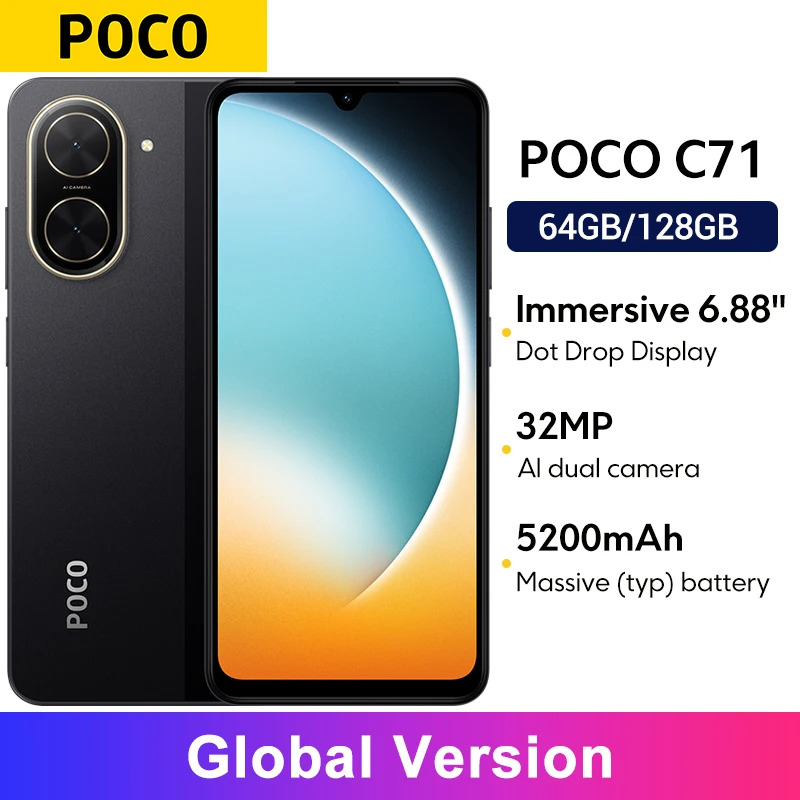 新品　POCO C71 ブルー　3GB RAM 64GB ROM未開封 New) Xiaomi POCO C71 3GB+64GB BLACK Dual SIM Unlocked