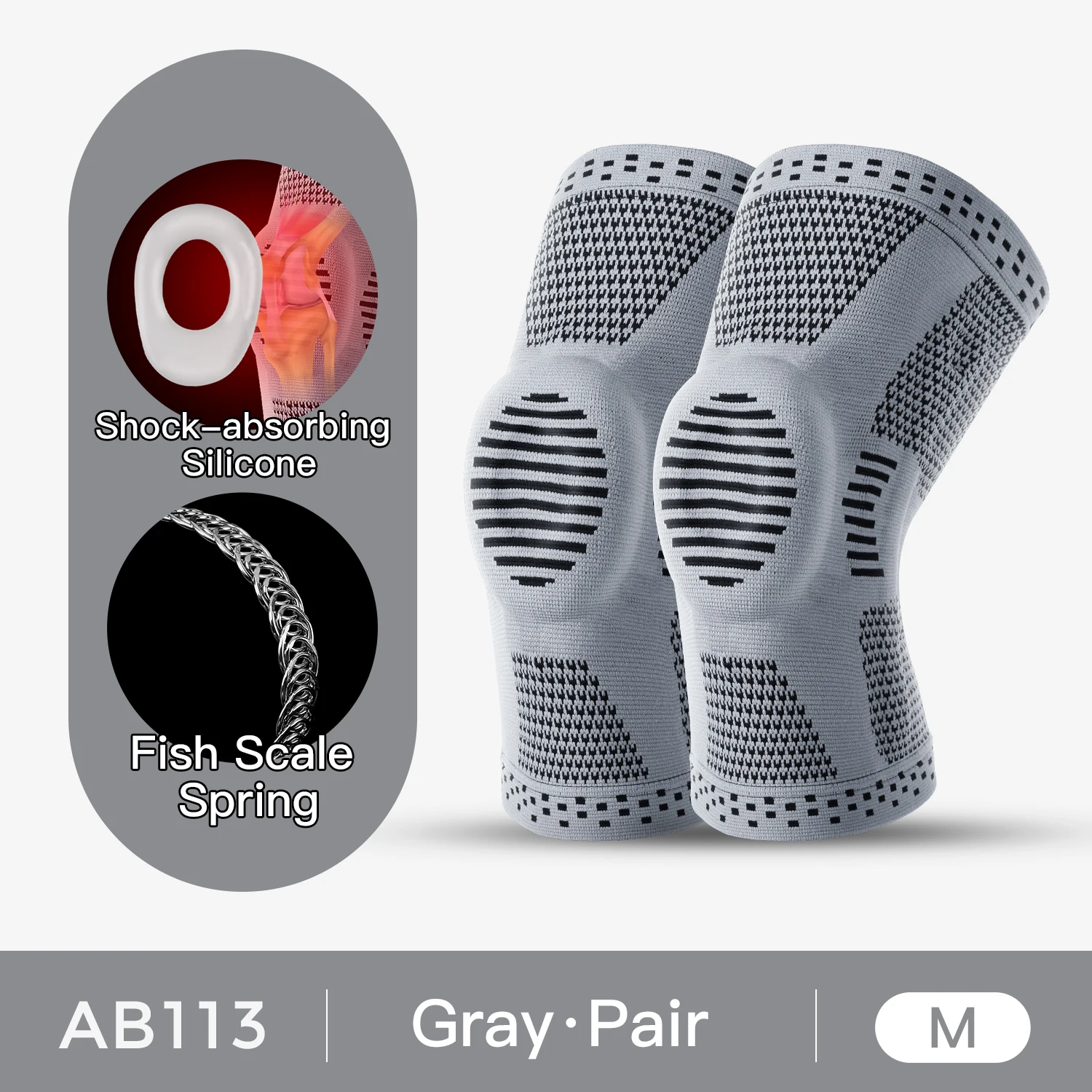 1/2 Piece Silicone Spring Knee Support Patella Medial Support Strong Meniscus Compression Protection For Men Women Running Sport