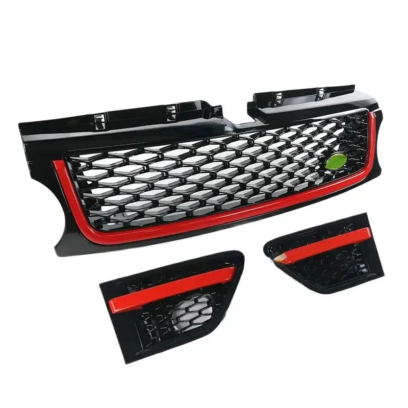 

Решетка для переднего бампера автомобиля Land Rover Range Rover Sport 2010 2011 2012 2013 L320, черно-красная решетка-гриль + комплект для защиты от воздушного потока