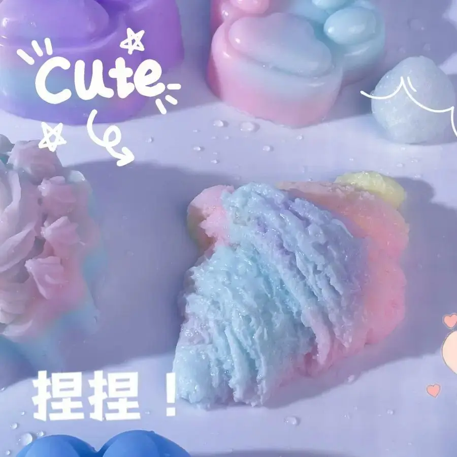 Fidget toys squishy toys stress relief toys childrens toys cat's paw decompression toys soft cute 3D elastic jelly squishy toys rainbow color mochi girls kawaii decor birthday gift