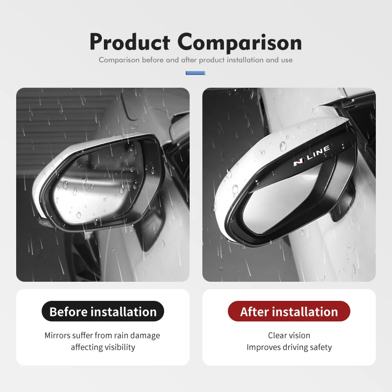 Car Mirror Film Car Rearview Side Sticker Waterproof Durable Auto Accessories for Hyundai N Nline Tucson Kona Sonata Veloster i20 i30 rearview mirror rain shield rearview mirror rain eyebrow car rearview mirror visor rearview mirror rain guard rearview mirror visor car mirror film