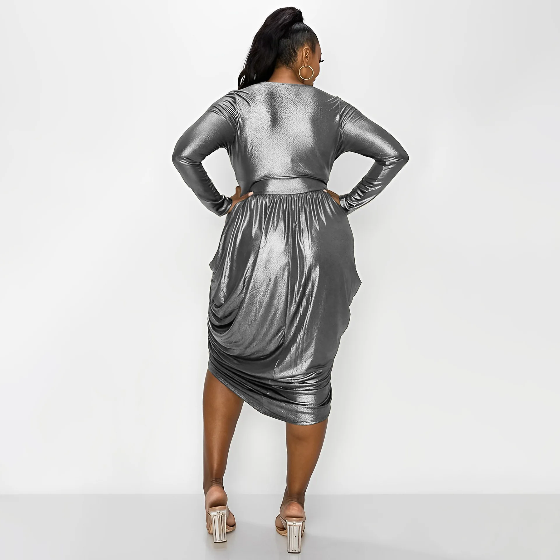 Plus Size Women Party Dresses V Neck Club Elegant Dress 2022 Fall Birthday Evening Gown Autumn Female Luxury Designer Clothing