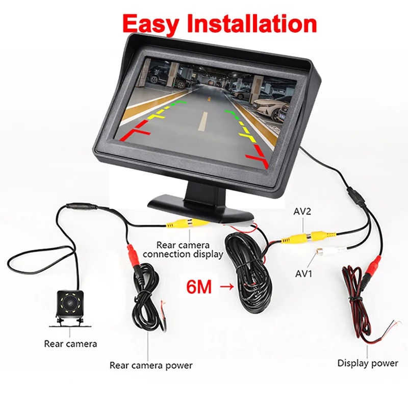 4.3Inch Parking System Camera for Vehicle Car Camera Rear View Camera Monitor Screen Reversing Camera for Car Car Accessories