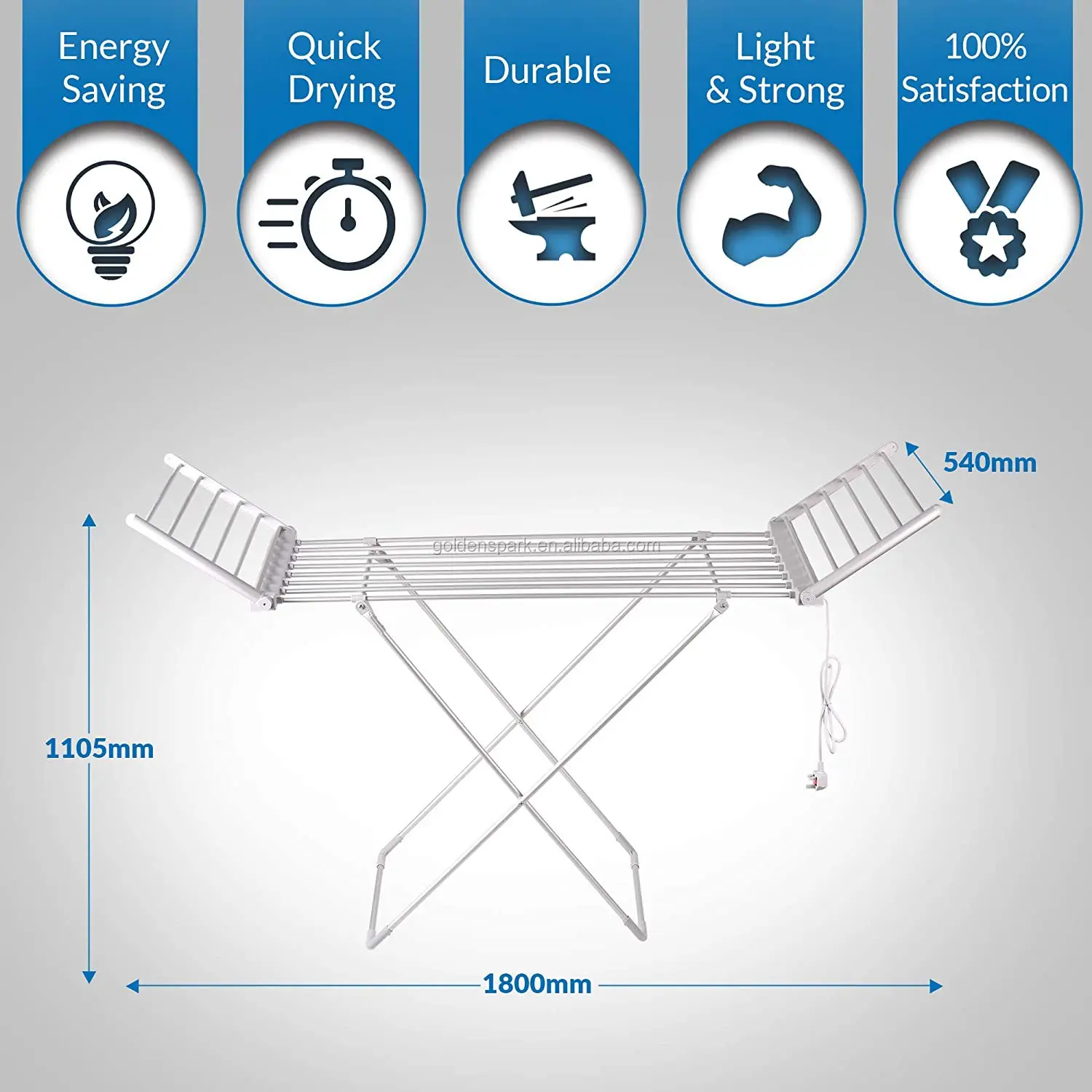 Electric Heated Clothes Dryer Folding Energy-Efficient Indoor Airer Wet Laundry  Drying Horse Rack, White - AliExpress