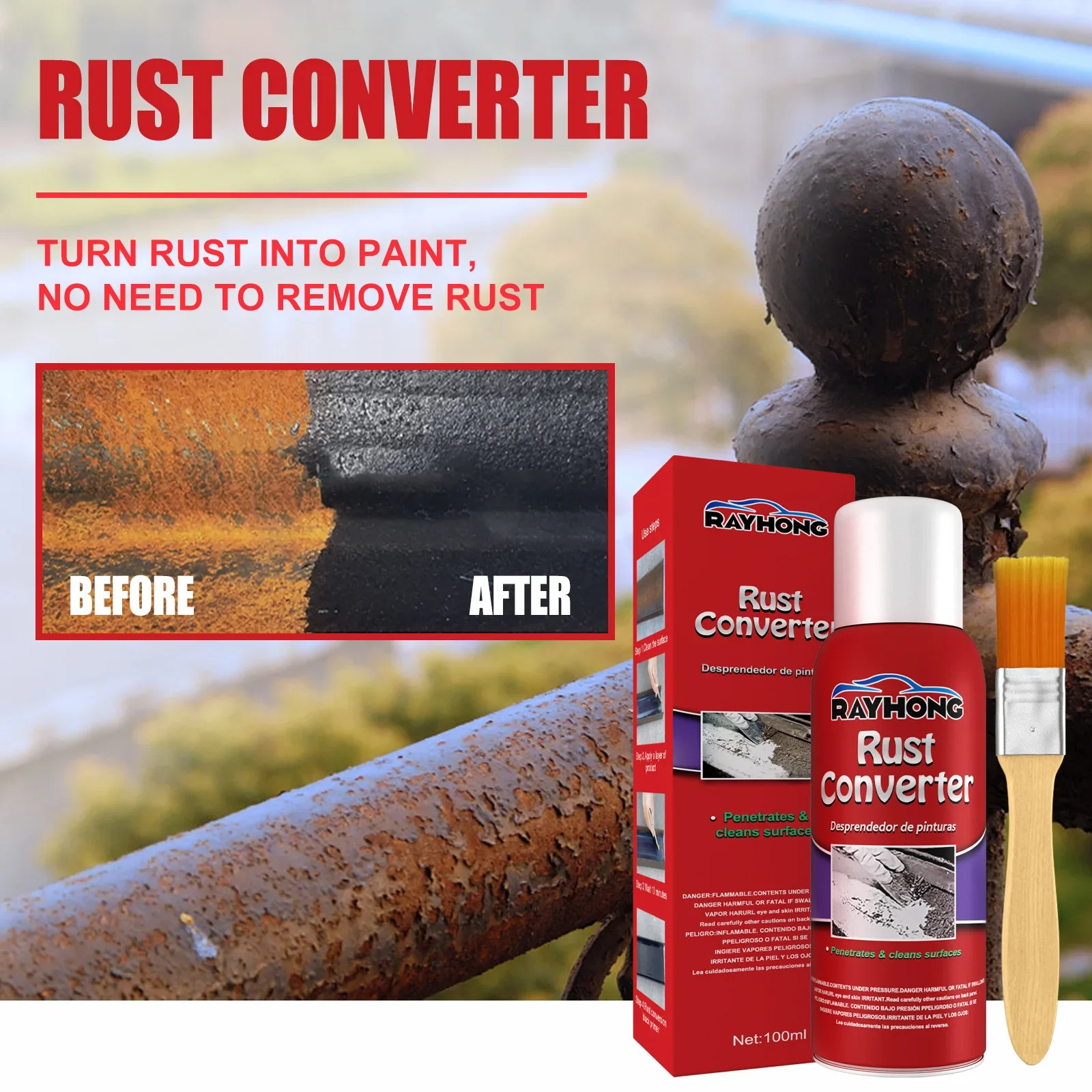 Fast Metal Rust Remover 100ml Rust Conversion Agent Multi Purpose Renovator Anti-corrosion for Car Cleaning rust remover