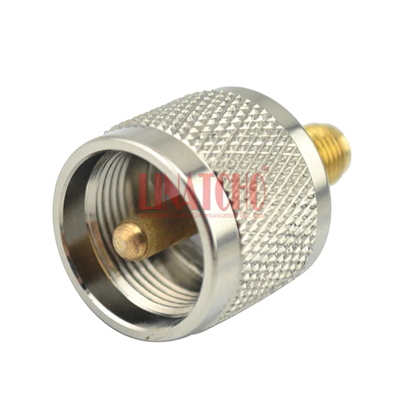 RF 50Ohm Coaxial Two Way Radio Antenna Adaptor PL259 UHF Male to SMA Female Connector milcom ua 23 lightning arrestor uhf coaxial 1000mhz 1ghz 400w 50ohm pl259 so239 connector for transmitter antenna