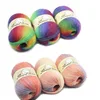 3PCs 400m Rainbow Wool Thread Long Section Dyed Gradient 100g Each Bundle Single Strand Hand Knitted Hat Shawl Coat Wool Thread 1