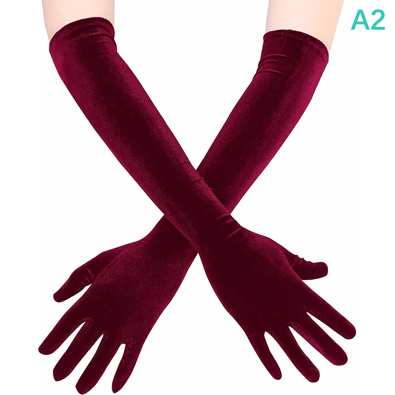 

Retro Women 53cm Golden Velvet Polyester Gloves Female Dress Wedding Gloves Elbow Long Gloves Women Wedding Bridal Gloves
