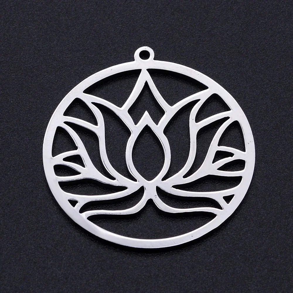 

5pcs/lot Stainless Steel Lotus Flower Charm Pendant Wholesale Necklace Pendants Jewelry Making Charms Bracelet Making Charms