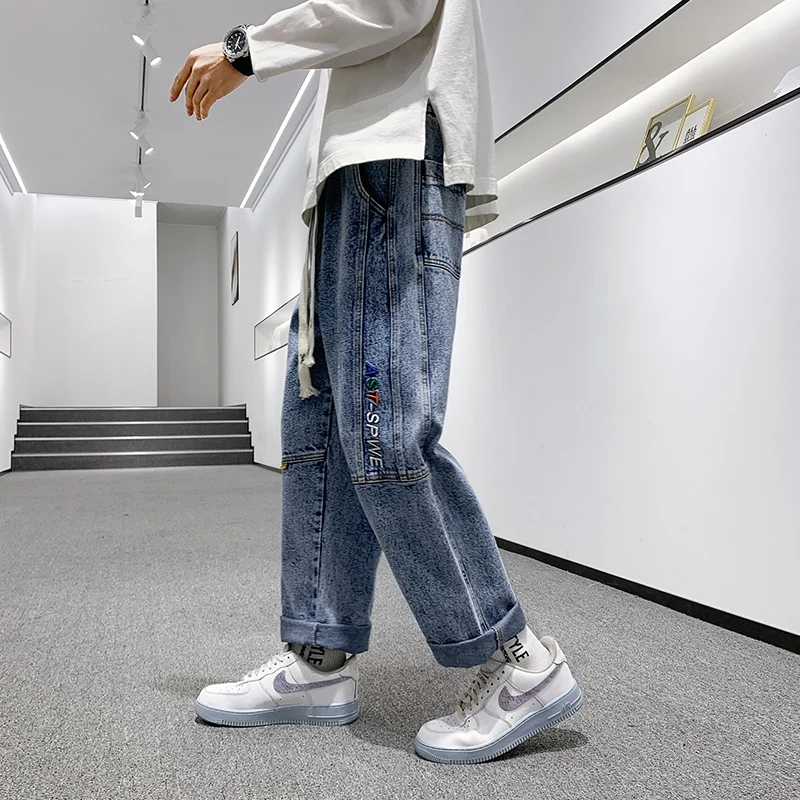 

Jeans Men's Autumn and Winter Loose Denim Trousers All-match Korean Casual Fashion Pants Men's Big Denim Men's Clothing