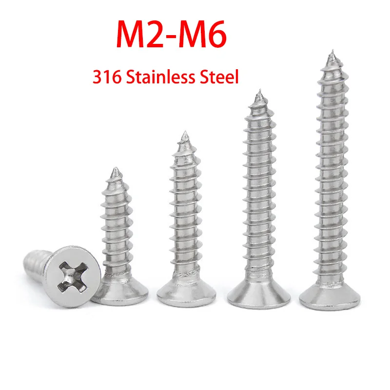 Countersunk Head Phillips Self Tapping Screws A4 316 Stainless Steel