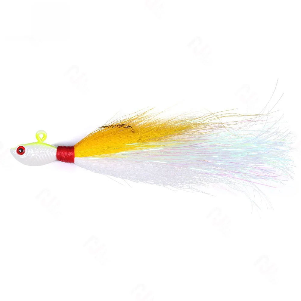 Premium Bucktail Lead Jig Head with Deer Hair and Feathers