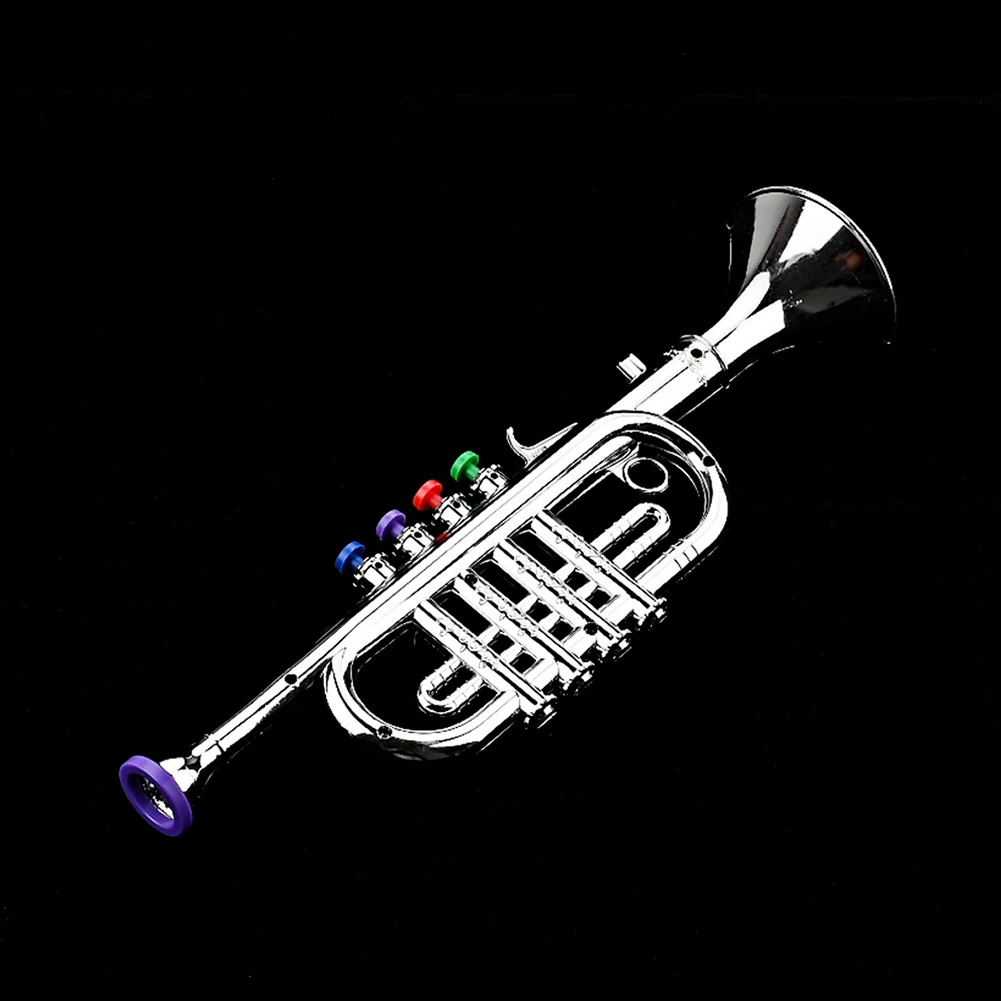 Kids Saxophone Trumpet Professional Trumpet Kids Musical Toy with 4 Colored Keys for Children Boy Girl Birthday Christmas Gift