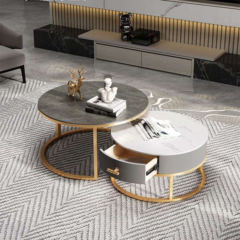 

Center Living Room Console Table Luxury Round Entryway Table Tea Smart Modern Metal Mesa Auxiliar Library Furniture XF35XP