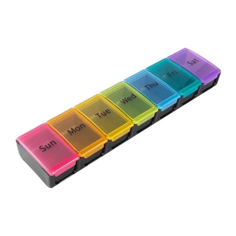 

Rainbow 7 Day Pills Holder Portable Medicine Case Tablets Weekly Box Convenient Medication for Daily Use