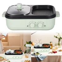 2 in 1 Electric Bakeware Barbecue Machine Dual Temperature Control Frying Pan Shabu Pot and Griddle for Steaks Ramen & Noodles 1