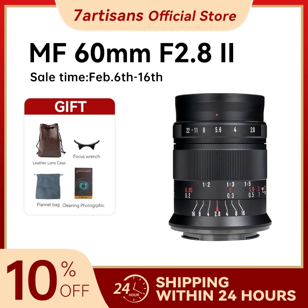7Artisans 60Mm F2.8 Mark Ii Mf Aps-C Obiettivo Macro Per Sony E Zev-10 A6500 A6400 Nikon Z Z50 Fuji Xf X-T4 X-A1/X-A2 X-A20 Canon Ef-M M200 Canon Rf R