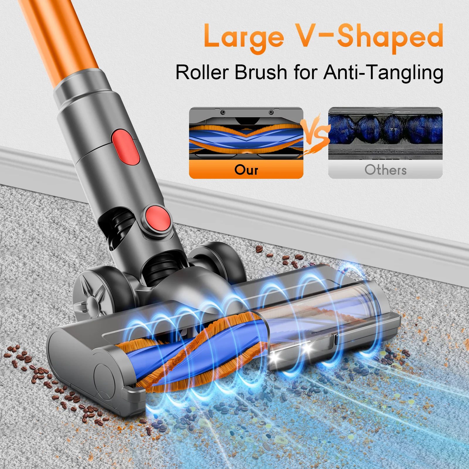 Honki 78KPA Cordless Vacuum Cleaner with LED High Power Strong Suction Wet and Dry Handheld Vacuum Cleaner for Pet Hair Carpet 6