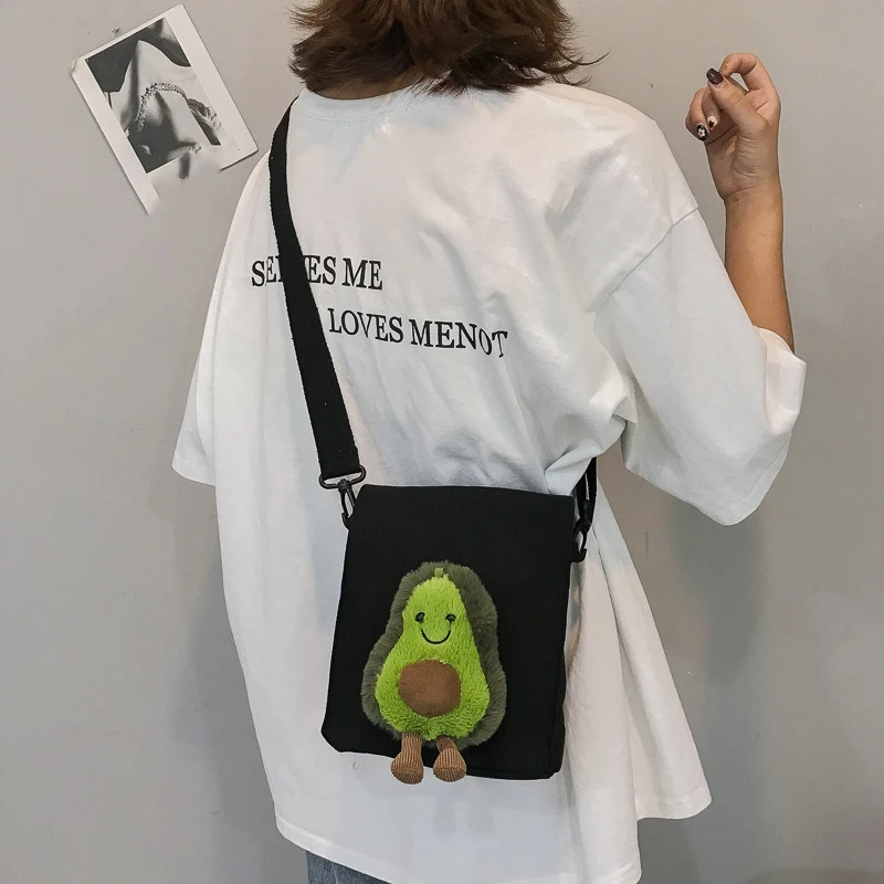 Asds-Schattige Avocado Pop Crossbody Canvas Tas Grappige Cartoon Student Mini Reizen Schoudertas Portemonnee