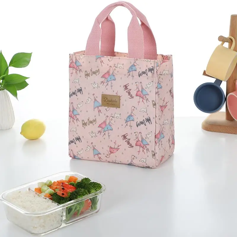 두꺼운 알루미늄 호일 보온 도시락 가방 여성용 도시락 가방 방수 식사용 앞치마 포함 음식 보관용