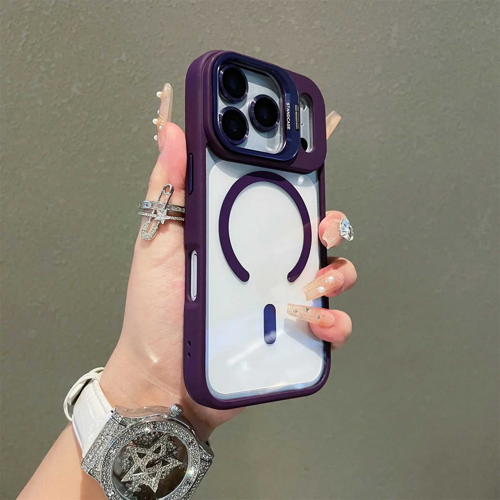 Magnetic Clear Slim Phone Case with Kickstand - Protective Cover