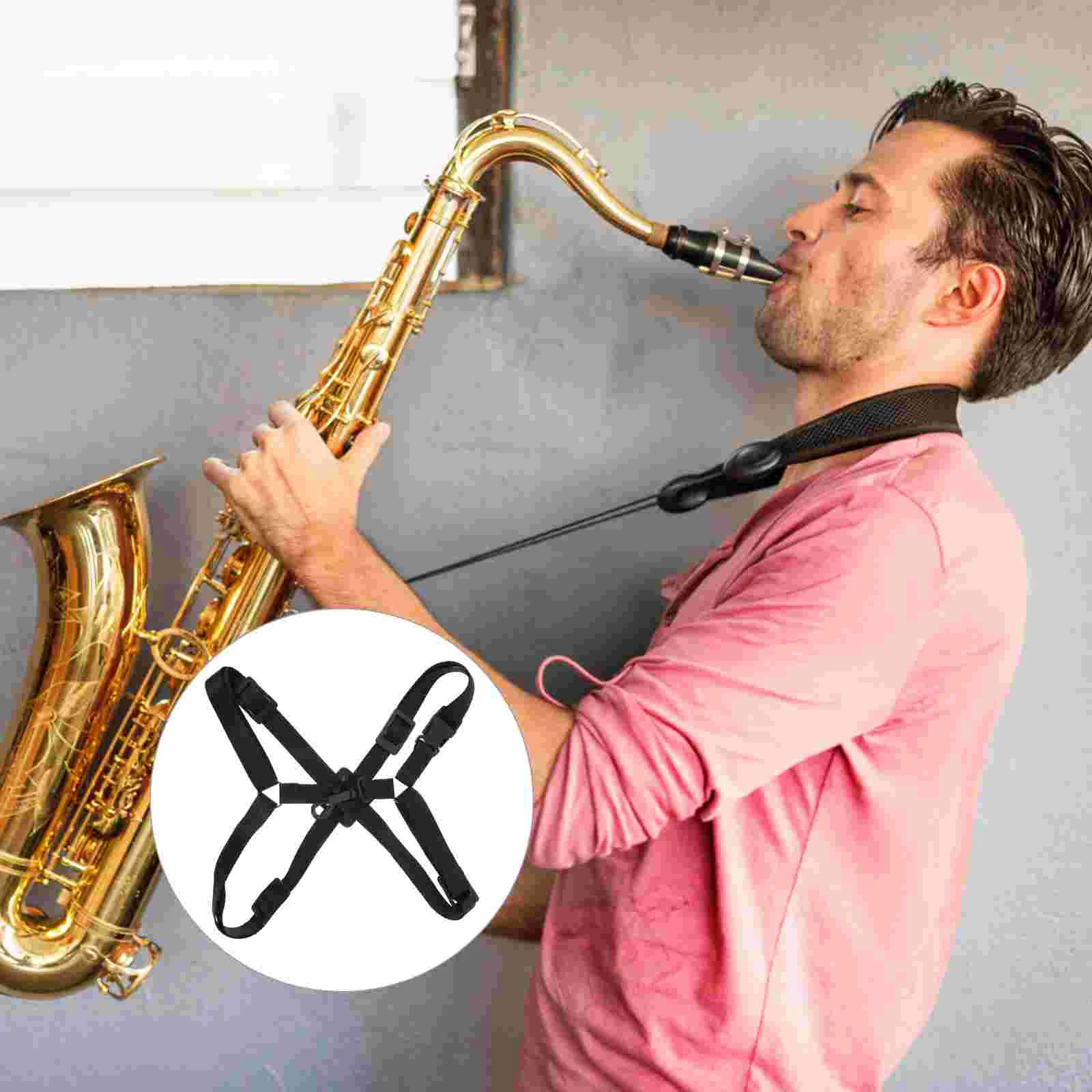 

Adjustable Alto/Tenor/Baritone Sax Saxophone Harness Shoulder Strap (Black)