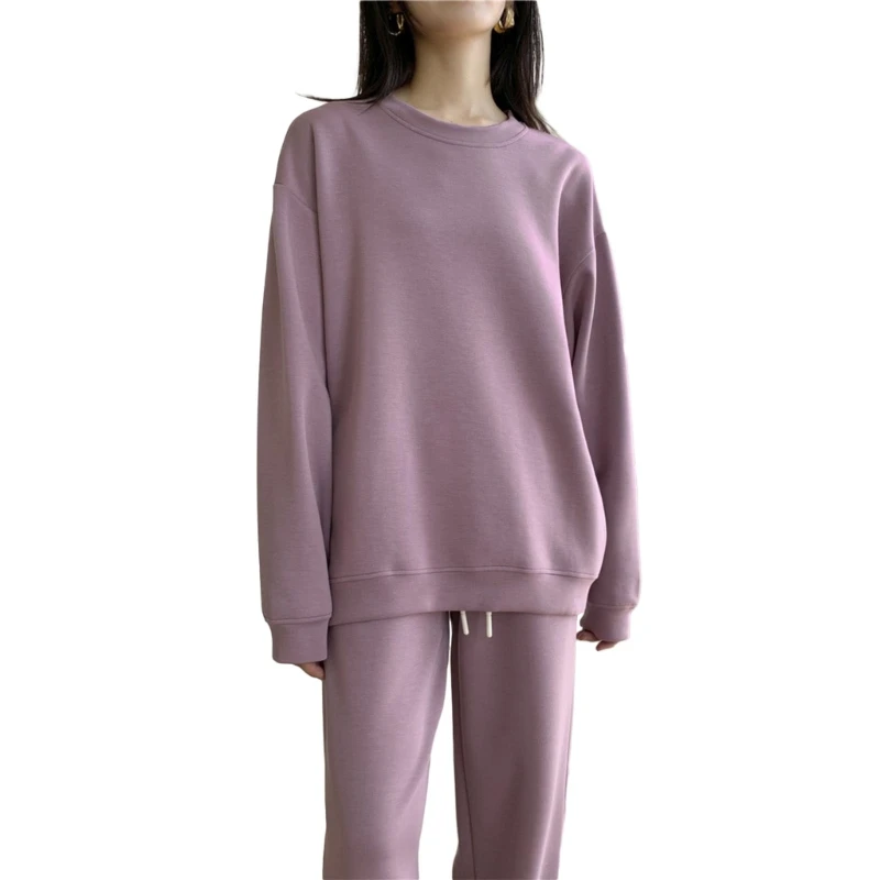 Women's Two Piece Outfit Long Sleeve Crewneck Pullover Tops Long Pants Tracksuit