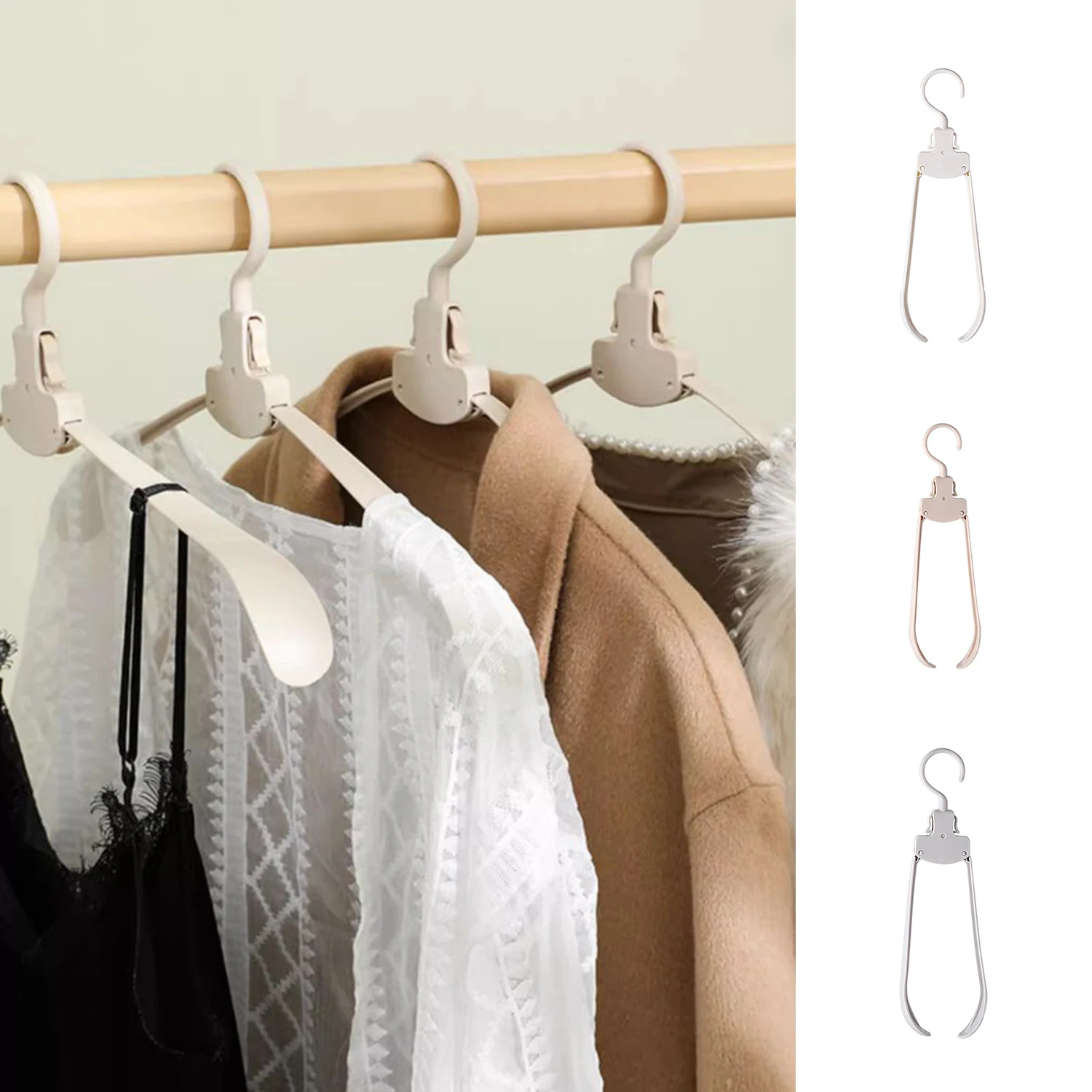

Folding Hangers Non-Slip Clothes Drying Rack Travel Portable Space Saving Towel Storage Adjustable Shelves Closet Organizer