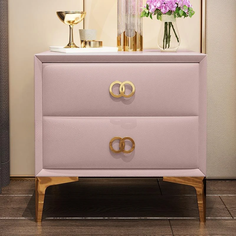 

Small Bedside Table For Girls In Pink Creative Storage Cabinet Near The Bed With Double Drawers Auxiliary Bedroom Furniture