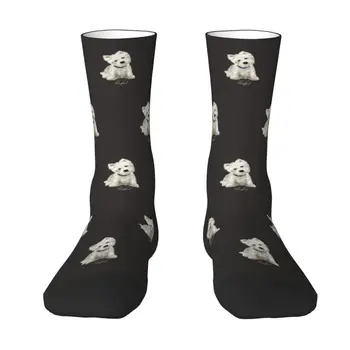 Novelty Printed West Highland Terrier Westie Socks for Men Women Stretch Summer Autumn Winter Cute Puppy Dog Crew Socks 29