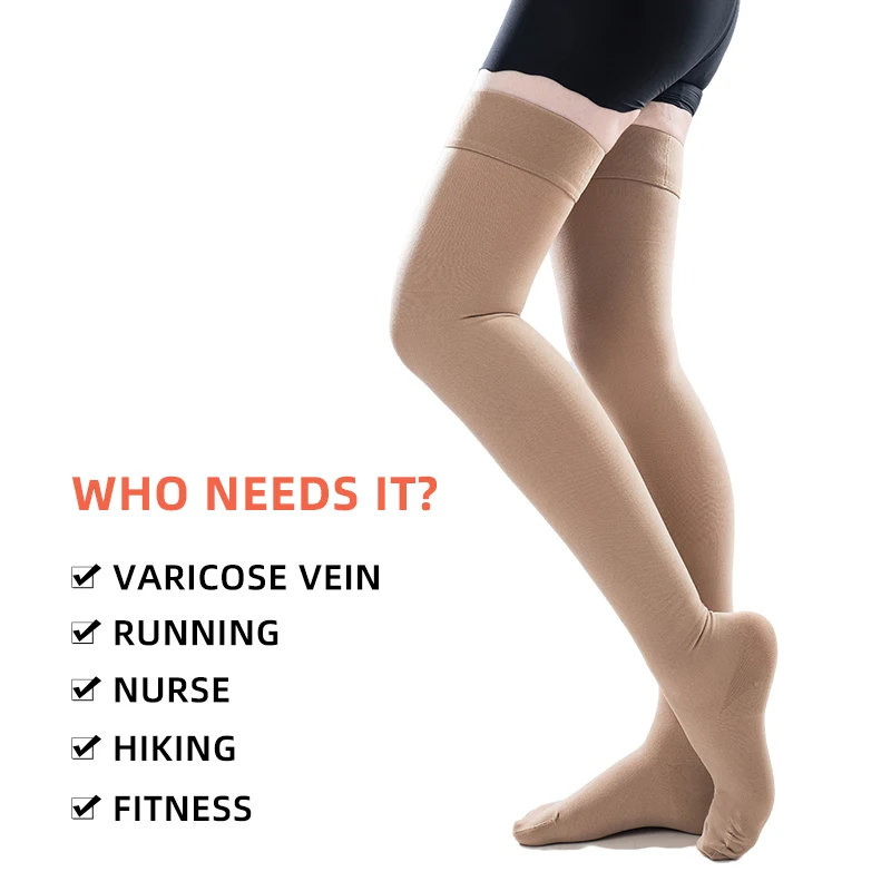 5XL Extra Large 34-46mmHg Varicose Veins Stockings Women Closed Toe  Graduated Pressure Thigh High Medical Compression Socks