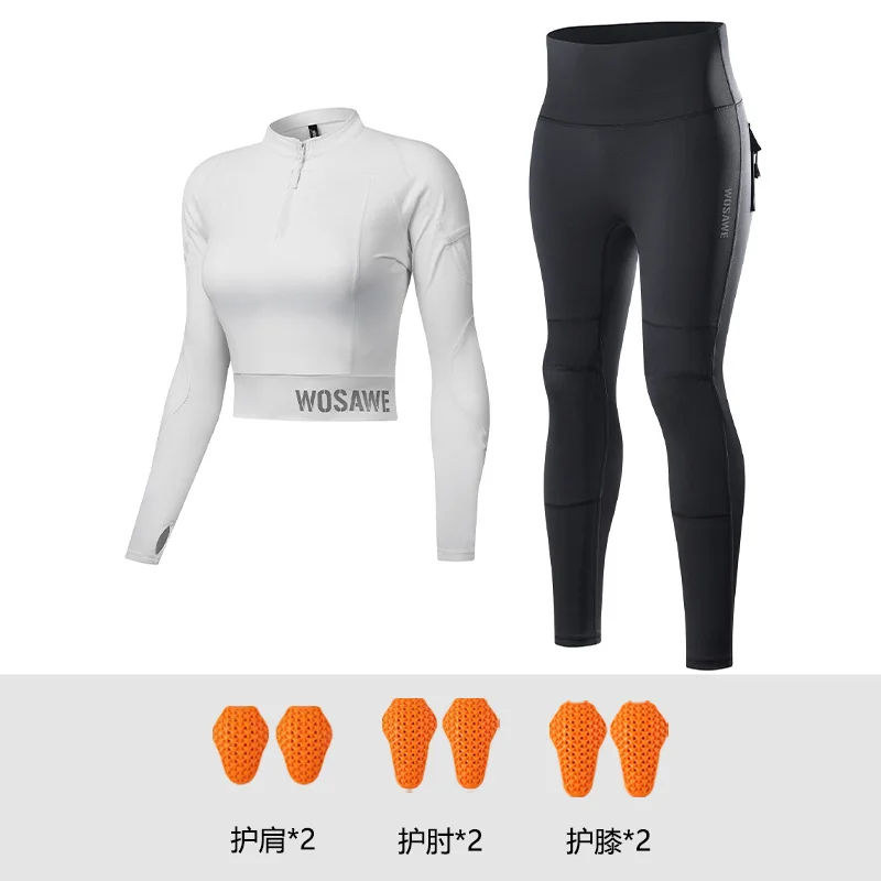 WOSAWE 여성용 오토바이 재킷 및 바지 세트 탈부착 가능한 패드 포함 부드러운 보호 장비 CE 인증 안전 모토 레이싱 의류 