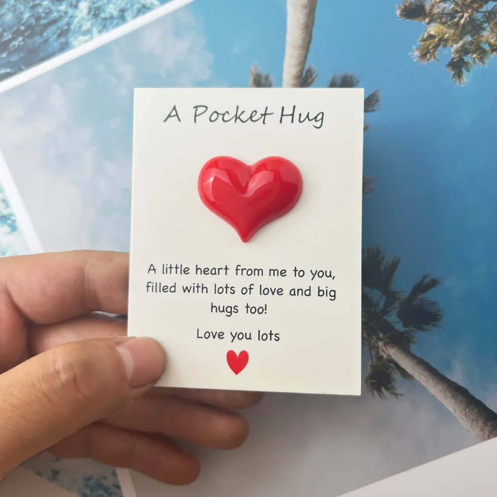 Cute little heart pocket hug, decorated pocket hug with encouragement card, special birthday, wedding, party，Valentine’s Day