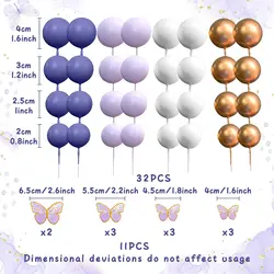 Elegant Pink Butterfly Cake Toppers with Purple and Gold Accents (Set 3)
