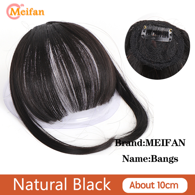 MEIFAN Synthetic Topper Hairpiece False Bang Clip-In Bangs Extension Natural Fake Fringe Invisible Clourse Hairpiece for Women - natural black-200661247