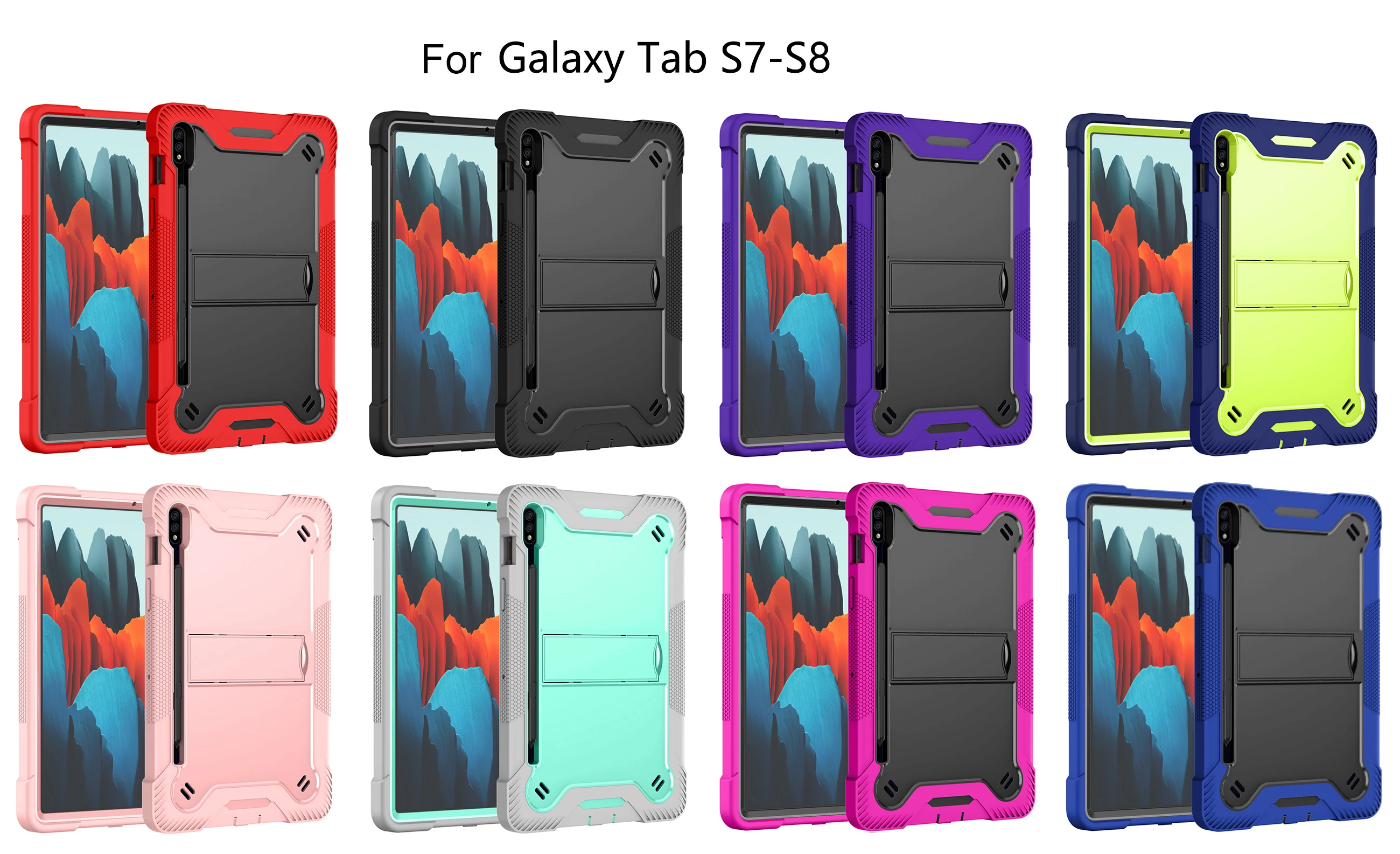 Armor Case For Samsung A 10.1 A8 10.5 Galaxy Tab S7 S8 plus 12.4 11 s6 Heavy Duty Silicone Stand Shock Proof_voghion.com