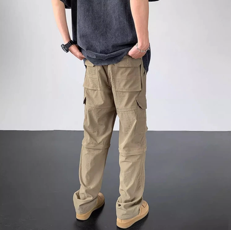 

Long and short detachable quick drying multi pocket workwear, casual straight leg closure pants, straight leg long pants for men