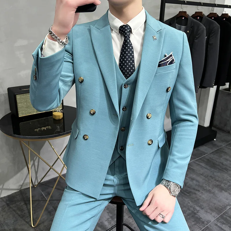 ZX266White suit for men, business suit, high-grade British style suit, groom wedding dress