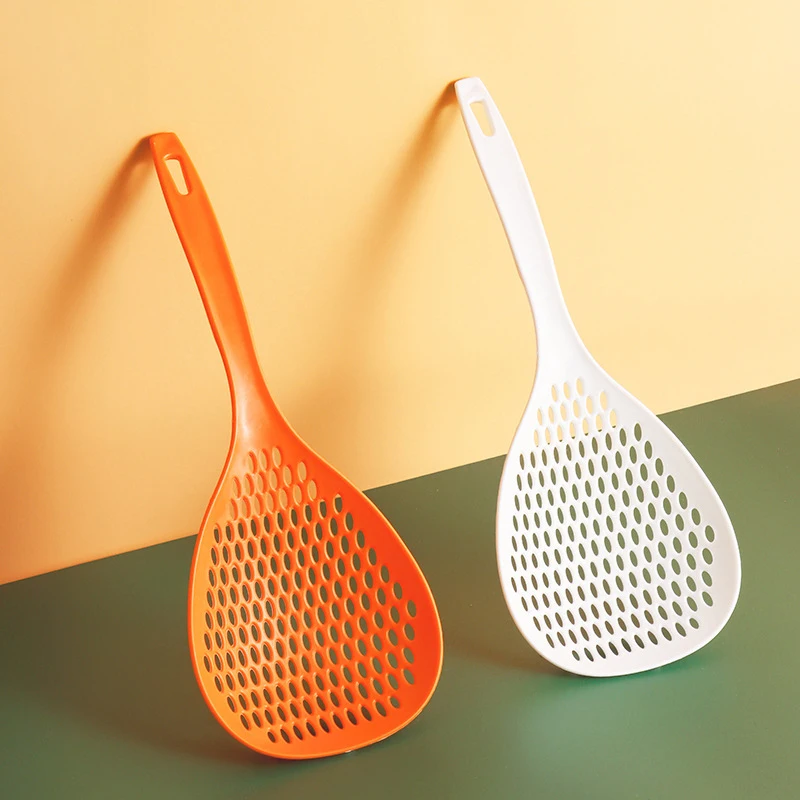 Kitchen Colander Nylon Long Handle Round Mesh Spoon Loo Noodle Dumpling Anti-scalding Spoon Household Large Colander