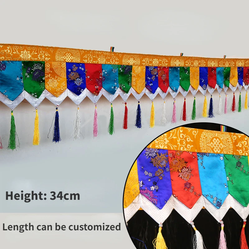 Tibetan Wall Pendant Drapery Chinese Background Buddha Hall Decoration Surrounding Ceiling Textile