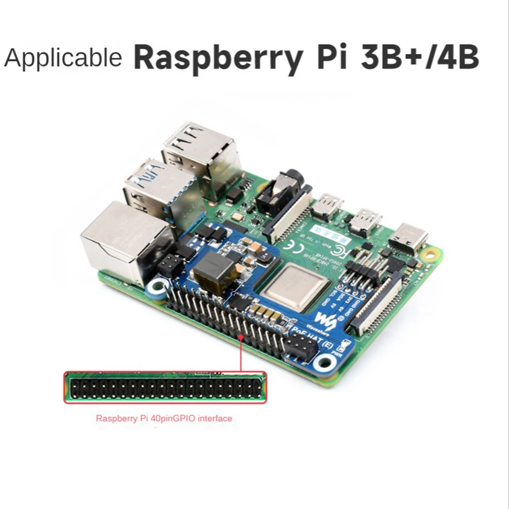 Waveshare-PoE HAT(E),   ̴  Ȯ  + 濭,   3B +/4B , IEEE 802.3Af 1 Ʈ
