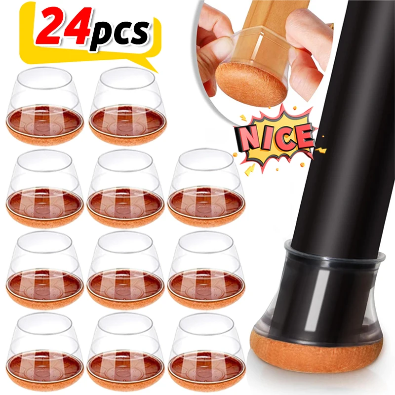 24/1Pcs Round Chair Leg Protectors Felt Pads for Hardwood Floors Silicone Covers Furniture Leg Slider Caps Non Slip Reduce Noise 1