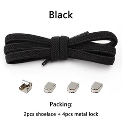 Elastic Lace - Up Sports Shoe Laces - Adjustable Casual Shoelaces with Metal Tips (1 Set Black)
