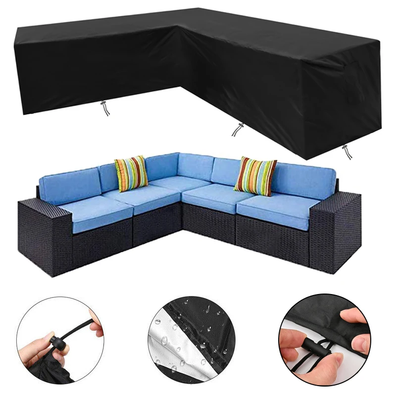 Funda protectora para sofá esquinero en forma de V, cubierta antipolvo para muebles de jardín