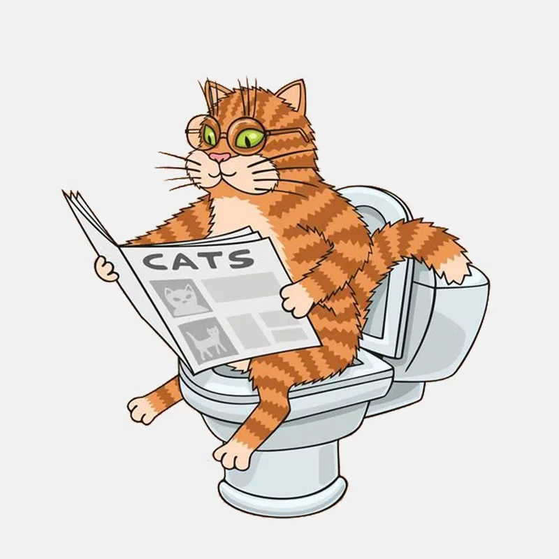 

FUYOOHI Funny Car Sticker Cat on The Toilet Wearing Glasses Reading A Newspaper Vinyl Decal PVC Decorative