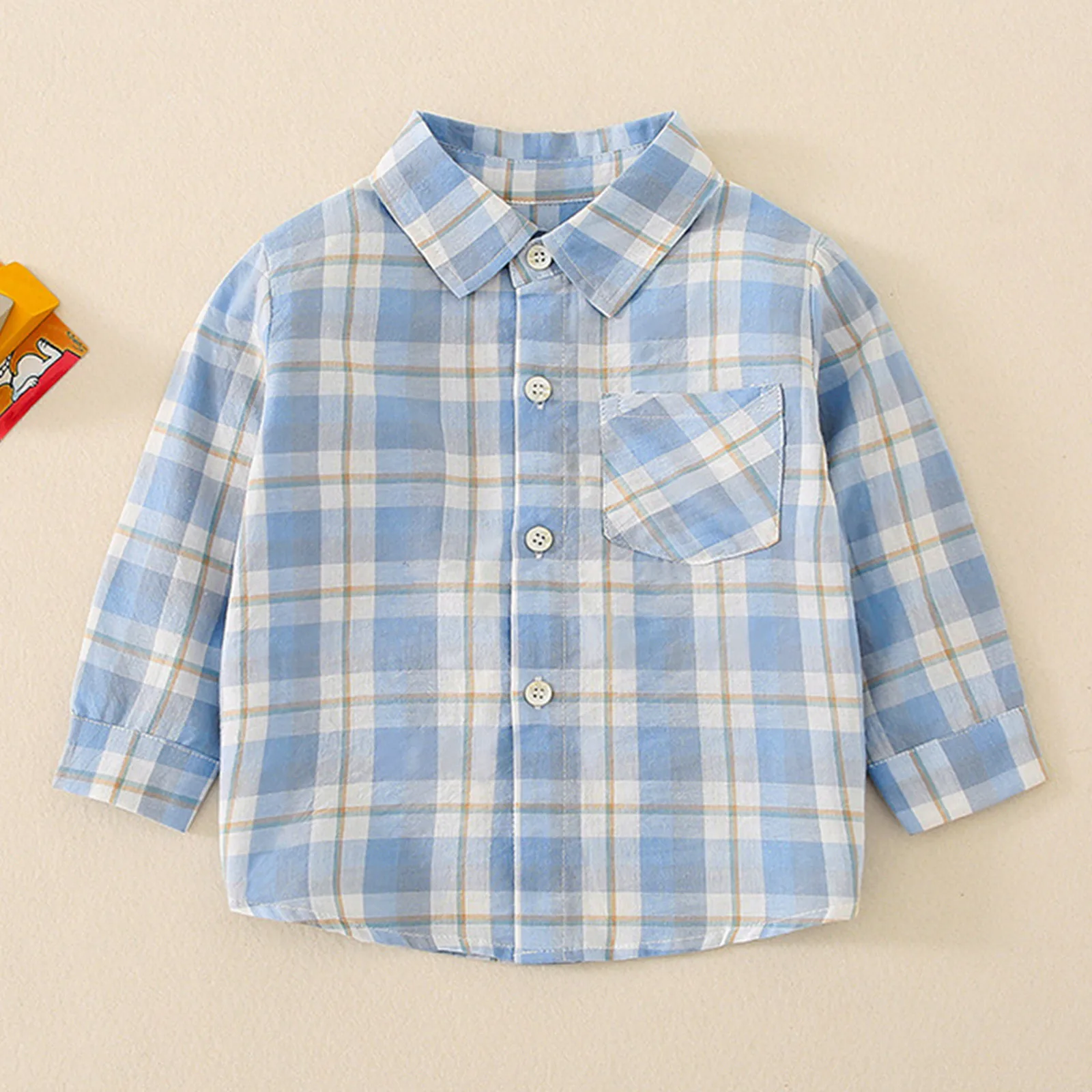 Toddler Kids Baby Boys Shirts Button-Down Plaid Shirts Spring Autumn Long Sleeve Outwear Pink Check Blouse Tops